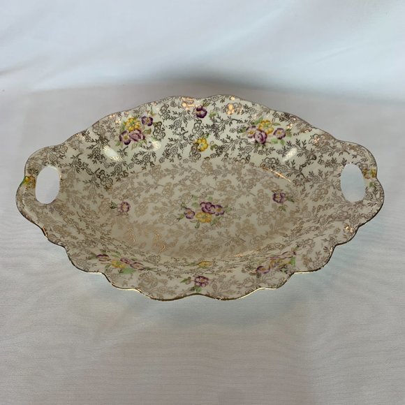 Vintage James Kent Pearl Delight Trinket Bowl Duchess Gold Trim - Picture 2 of 13